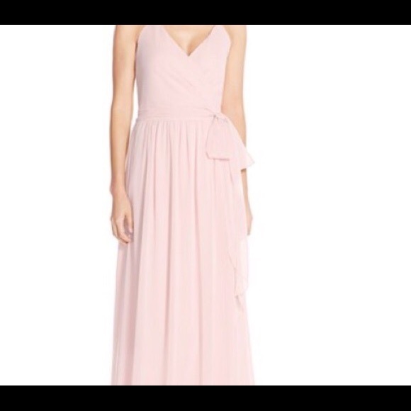 CEREMONY JOANNA AUGUST BOHO HALTER WRAP MUTED PINK FLORAL CHIFFON MAXI DRESS SM - Picture 11 of 11
